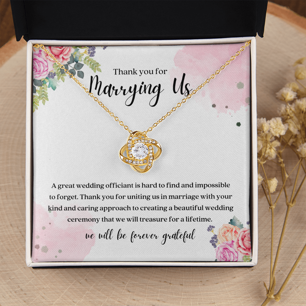 Thank You For Marrying Us Wedding Officiant Gift Knot Necklace