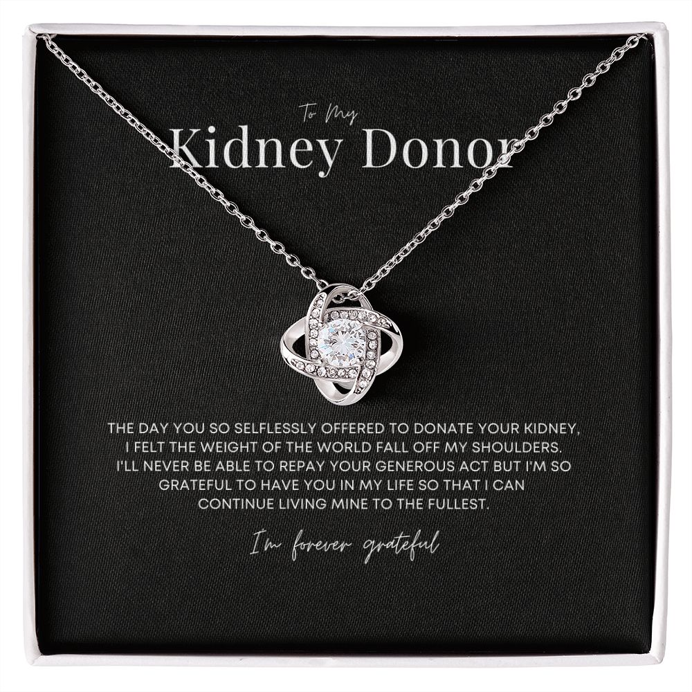 'Forever Grateful' Kidney Donor Knot Necklace