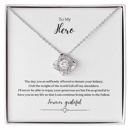 My Hero Kidney Donor Knot Necklace