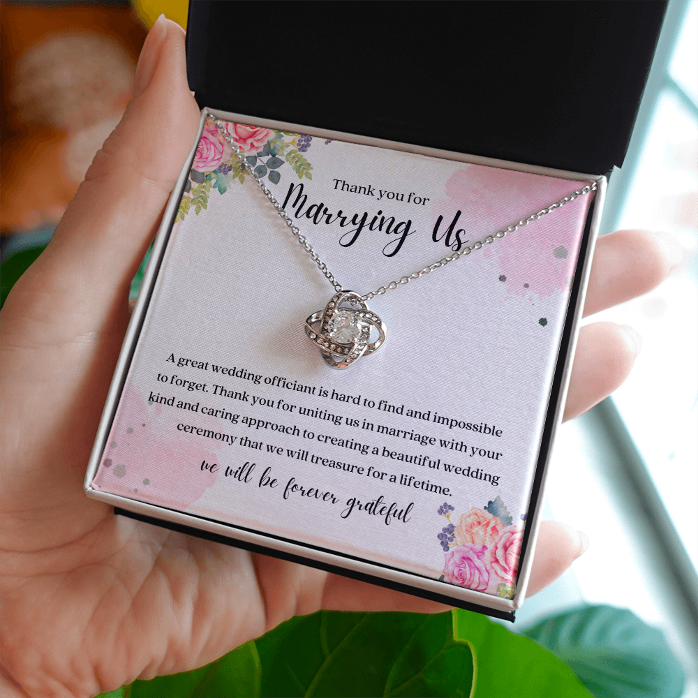 Thank You For Marrying Us Wedding Officiant Gift Knot Necklace