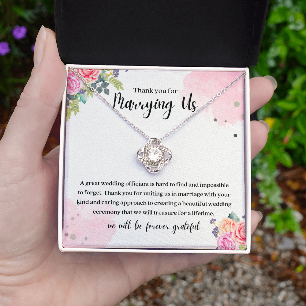 Thank You For Marrying Us Wedding Officiant Gift Knot Necklace