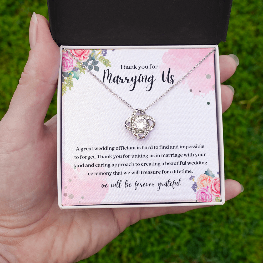Thank You For Marrying Us Wedding Officiant Gift Knot Necklace
