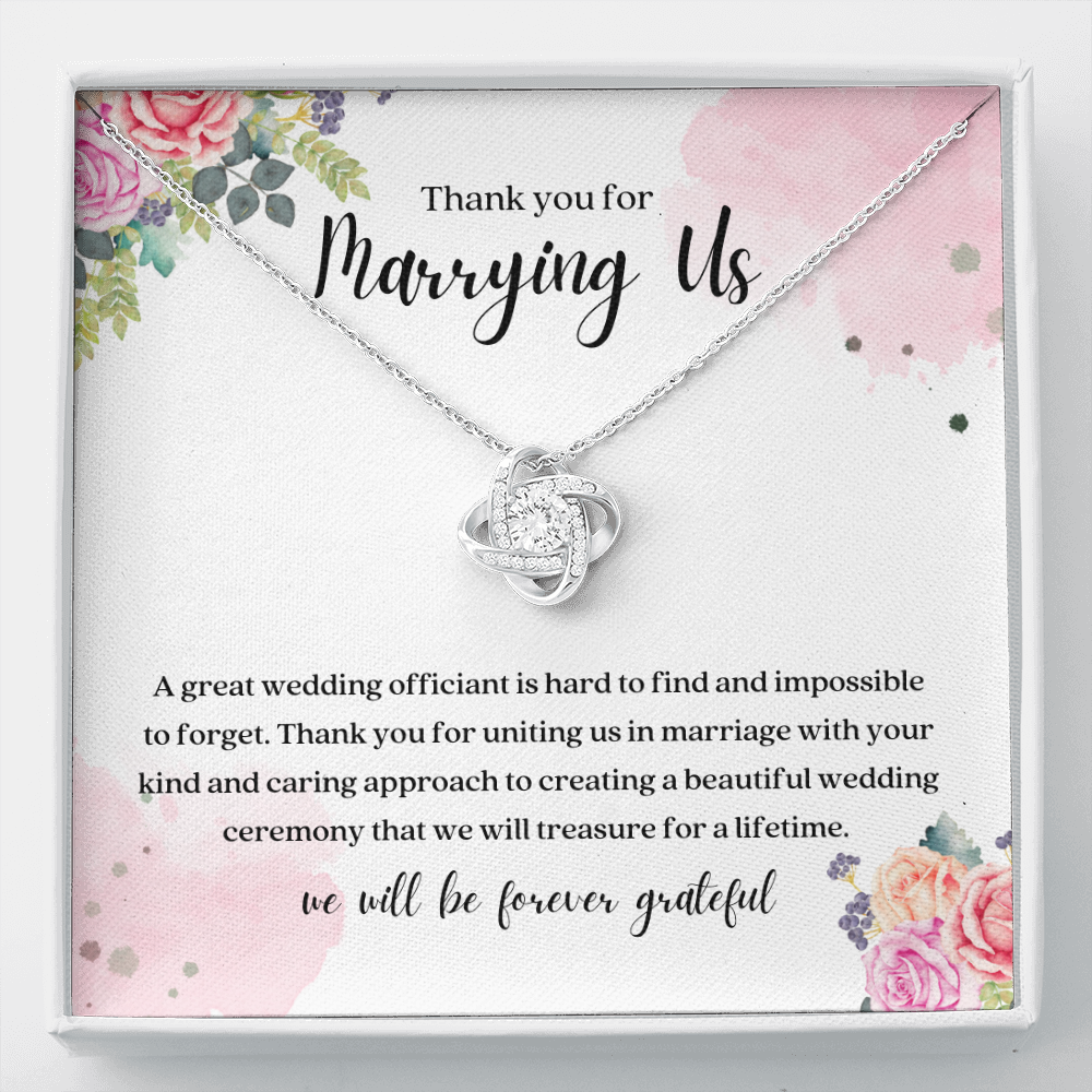 Thank You For Marrying Us Wedding Officiant Gift Knot Necklace
