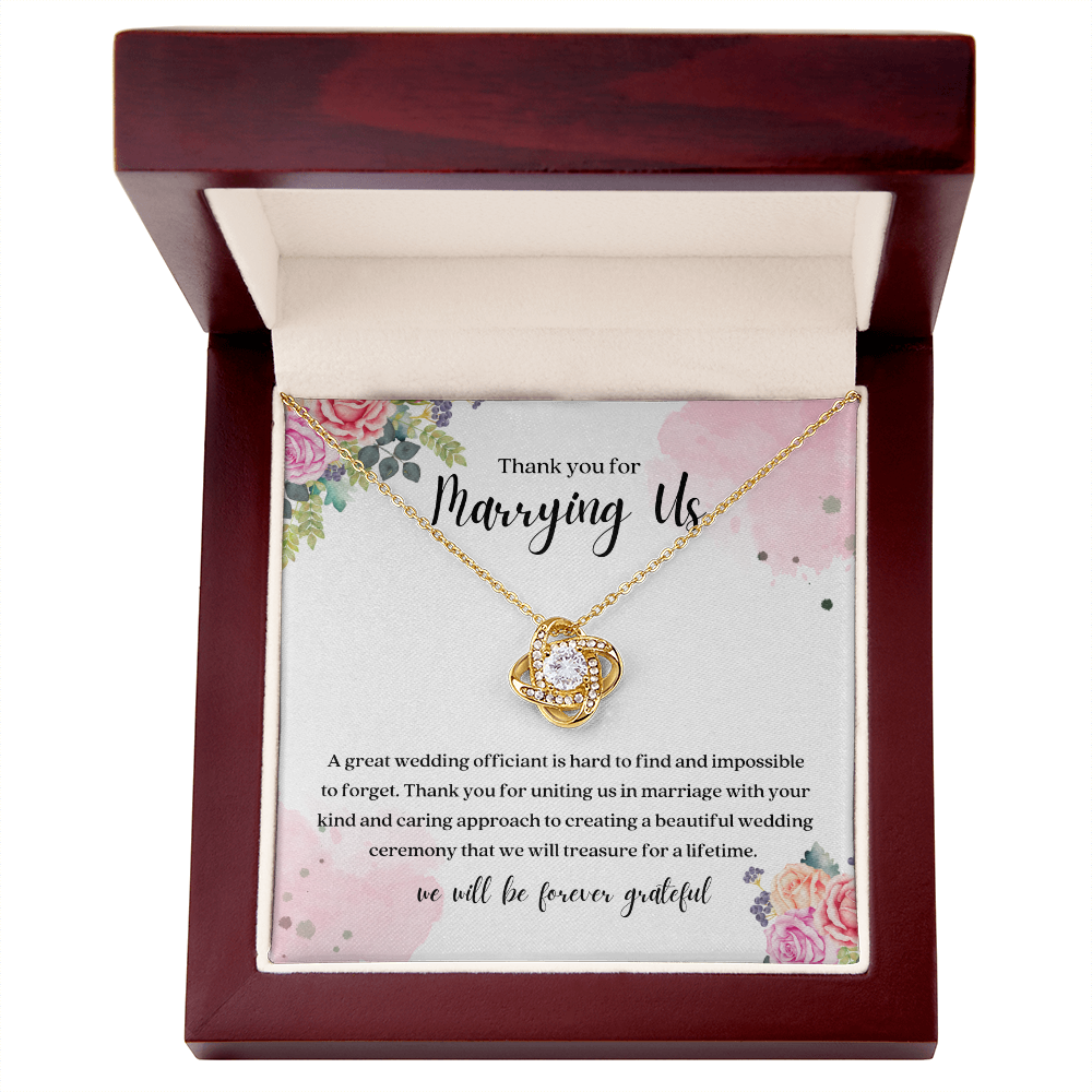 Thank You For Marrying Us Wedding Officiant Gift Knot Necklace