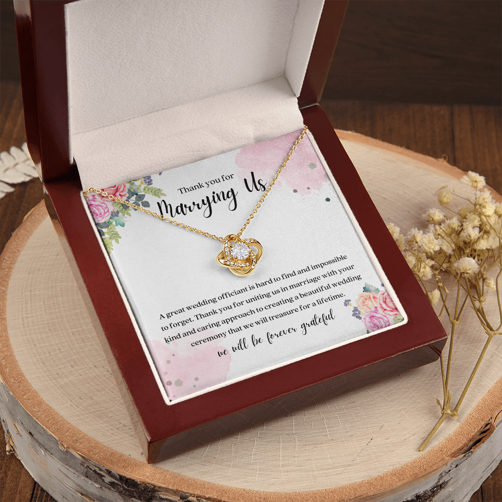 Thank You For Marrying Us Wedding Officiant Gift Knot Necklace