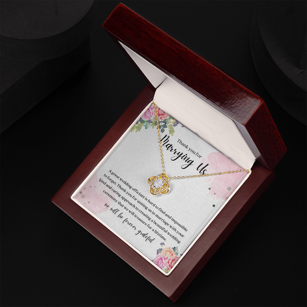 Thank You For Marrying Us Wedding Officiant Gift Knot Necklace