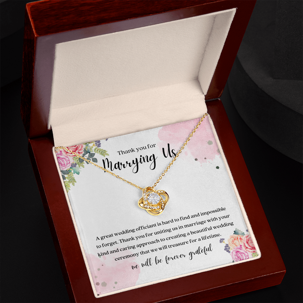 Thank You For Marrying Us Wedding Officiant Gift Knot Necklace