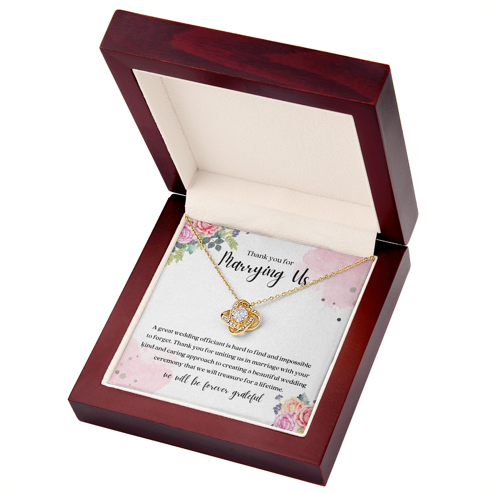 Thank You For Marrying Us Wedding Officiant Gift Knot Necklace