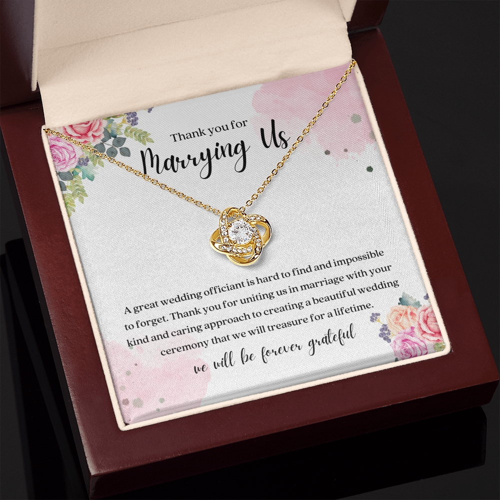 Thank You For Marrying Us Wedding Officiant Gift Knot Necklace