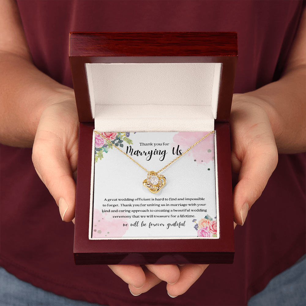 Thank You For Marrying Us Wedding Officiant Gift Knot Necklace