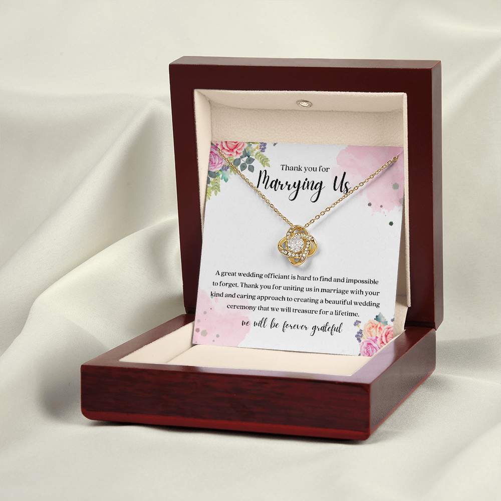 Thank You For Marrying Us Wedding Officiant Gift Knot Necklace