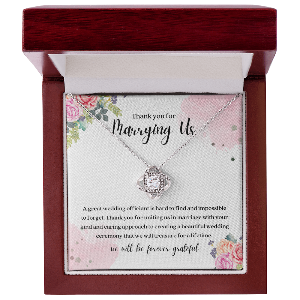 Thank You For Marrying Us Wedding Officiant Gift Knot Necklace