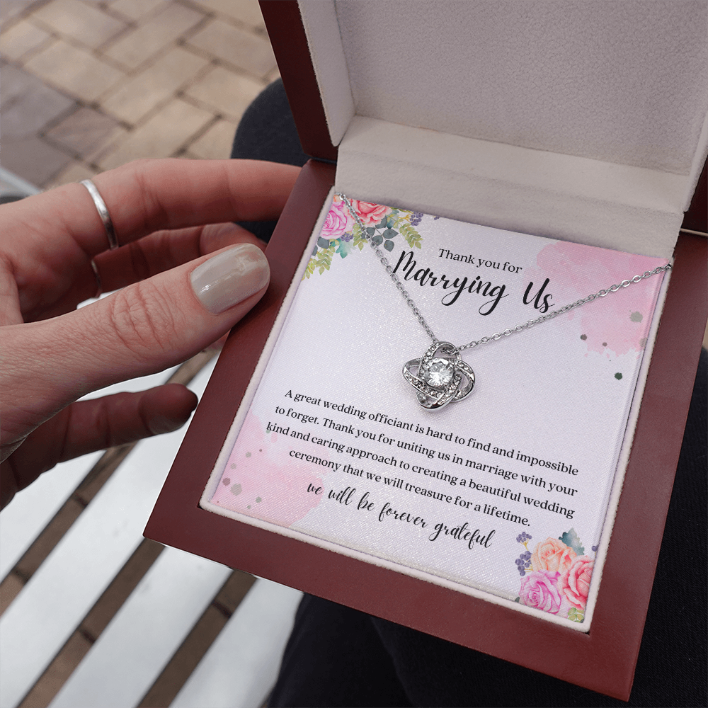 Thank You For Marrying Us Wedding Officiant Gift Knot Necklace