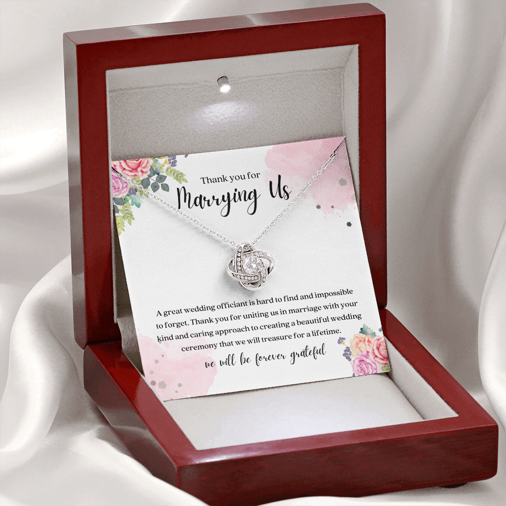 Thank You For Marrying Us Wedding Officiant Gift Knot Necklace
