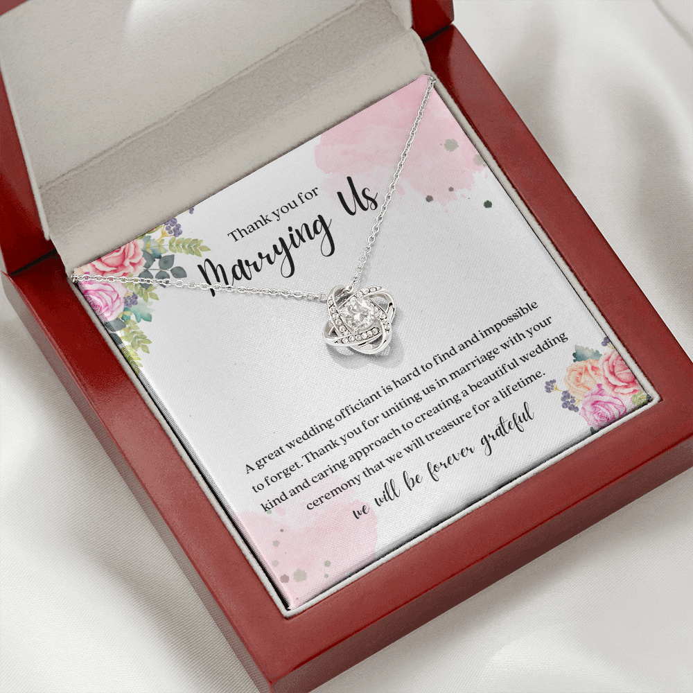 Thank You For Marrying Us Wedding Officiant Gift Knot Necklace