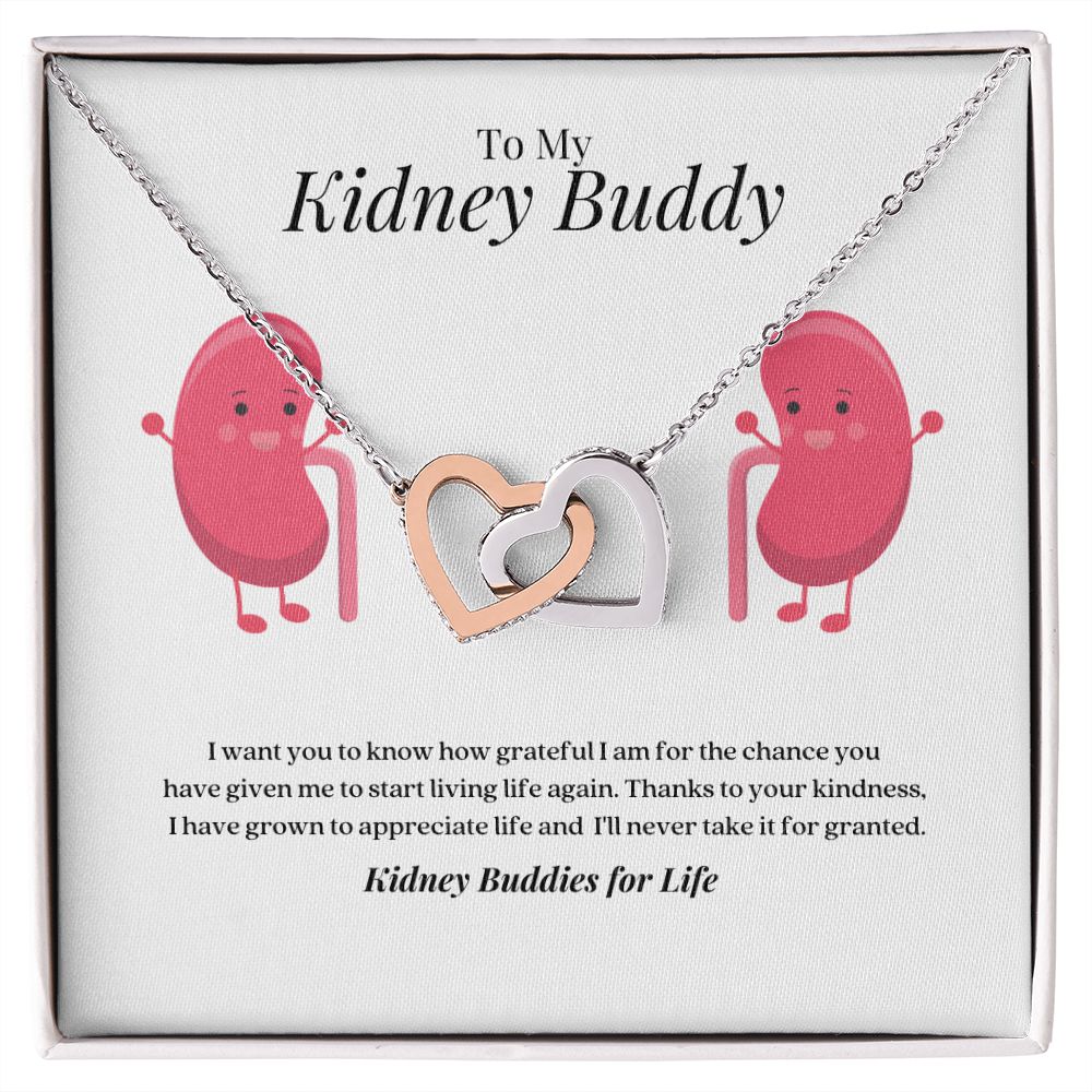 Kidney Buddies Interlocking Heart Necklace