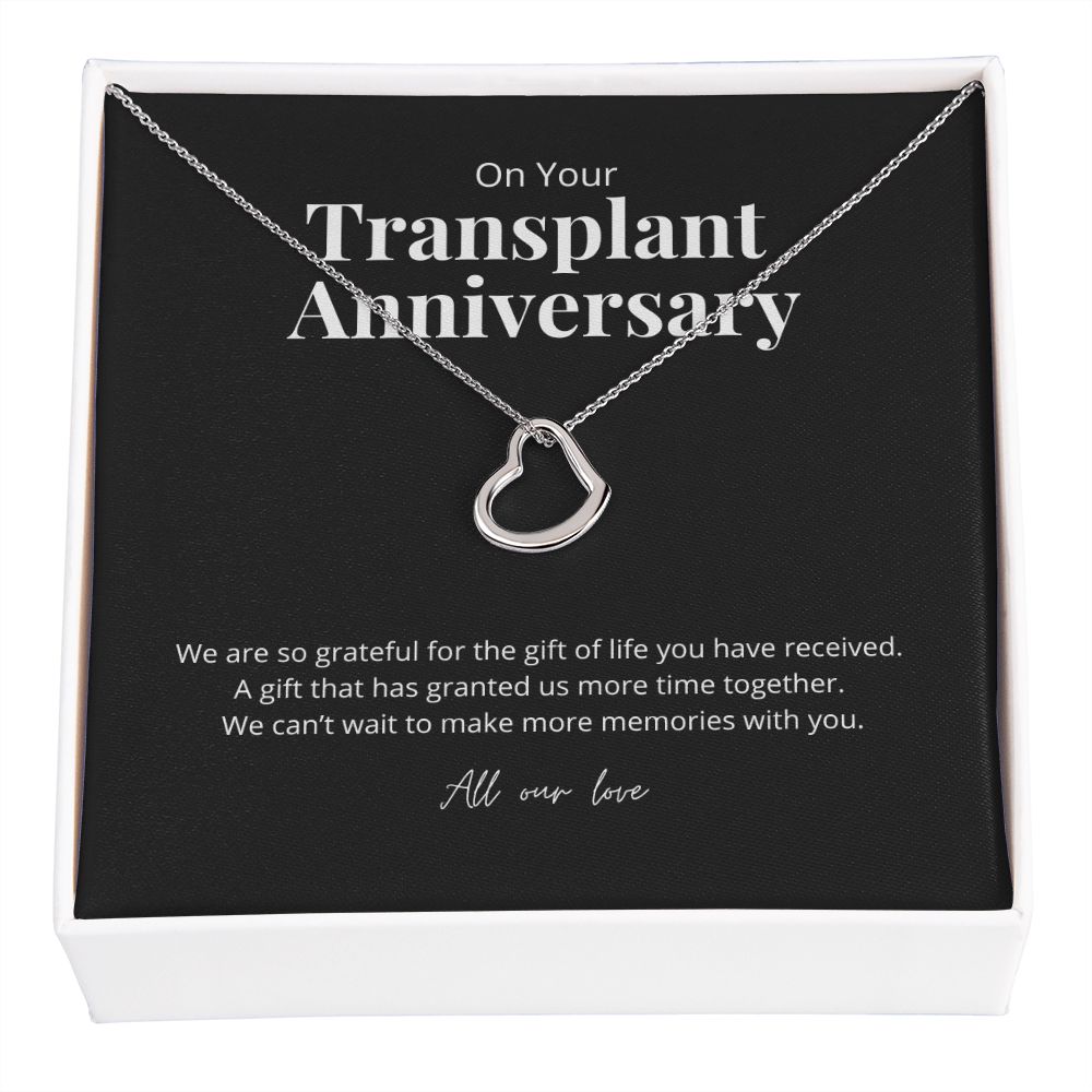 Transplant Anniversary Dainty Heart Necklace