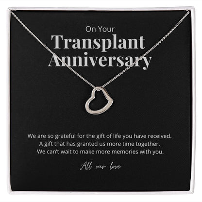 Transplant Anniversary Dainty Heart Necklace