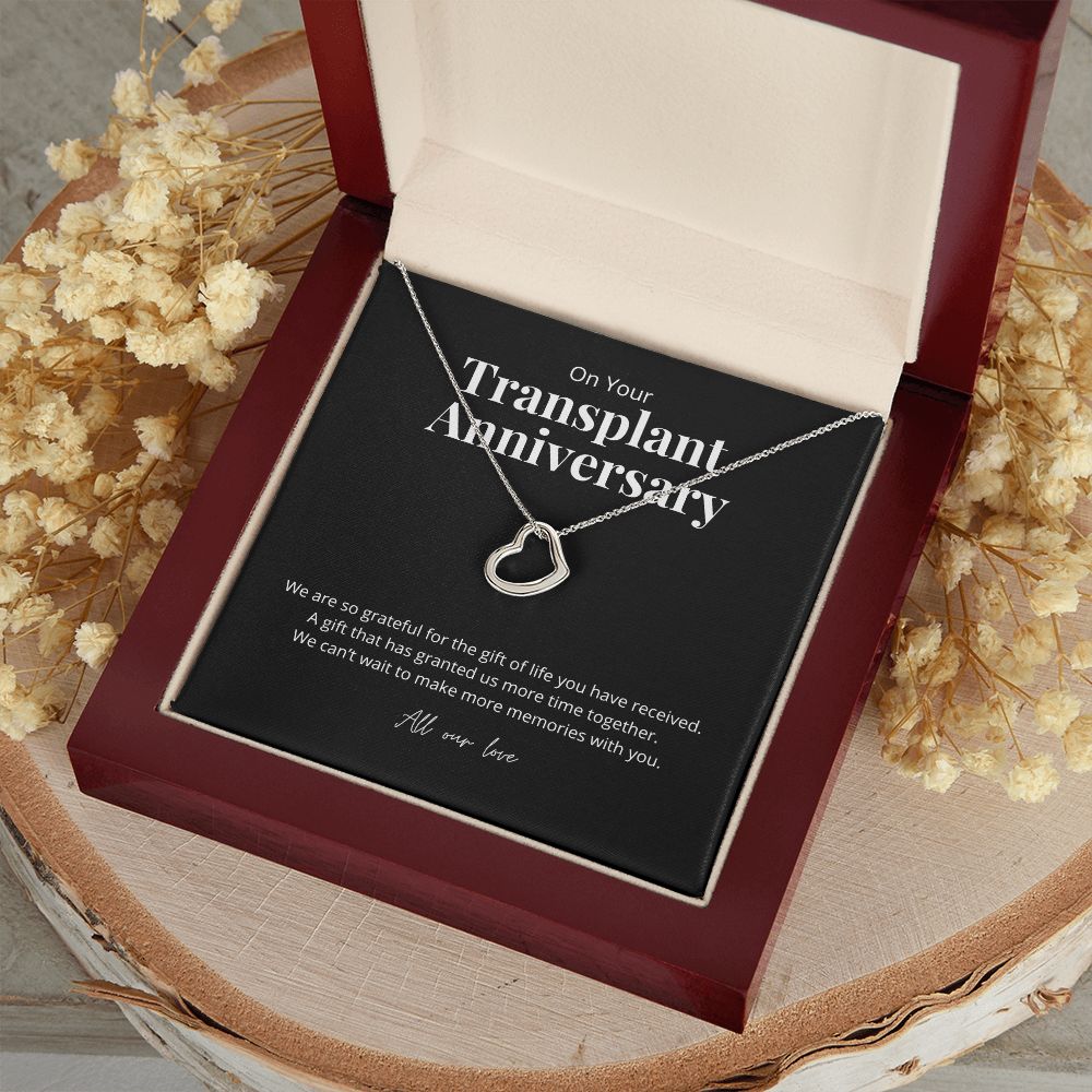 Transplant Anniversary Dainty Heart Necklace