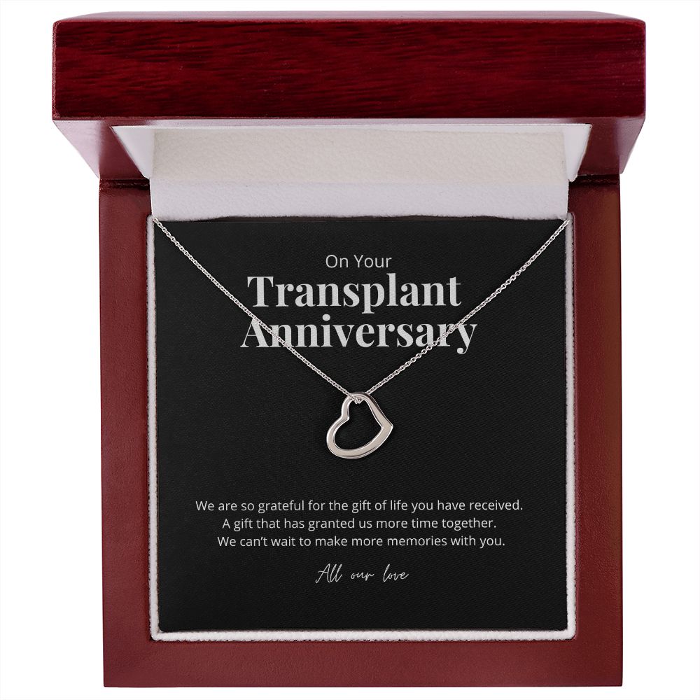 Transplant Anniversary Dainty Heart Necklace