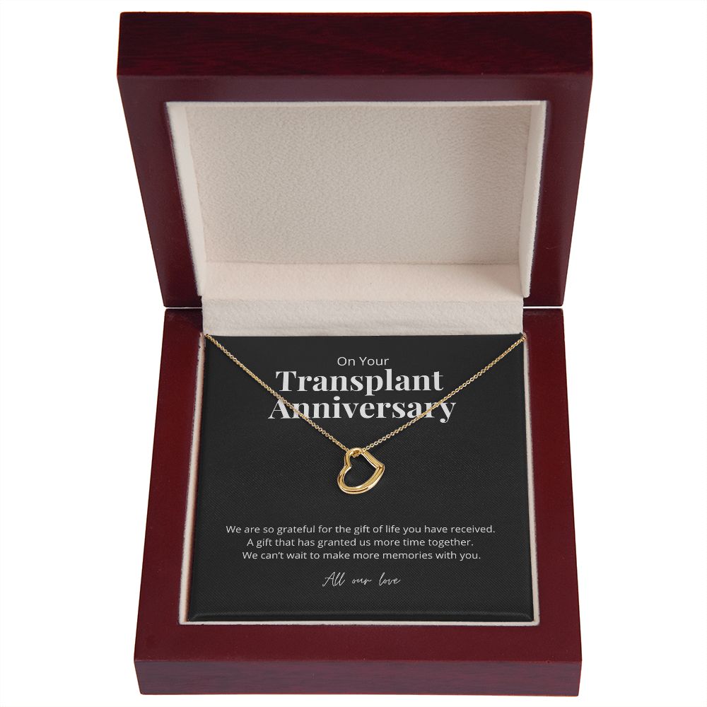 Transplant Anniversary Dainty Heart Necklace
