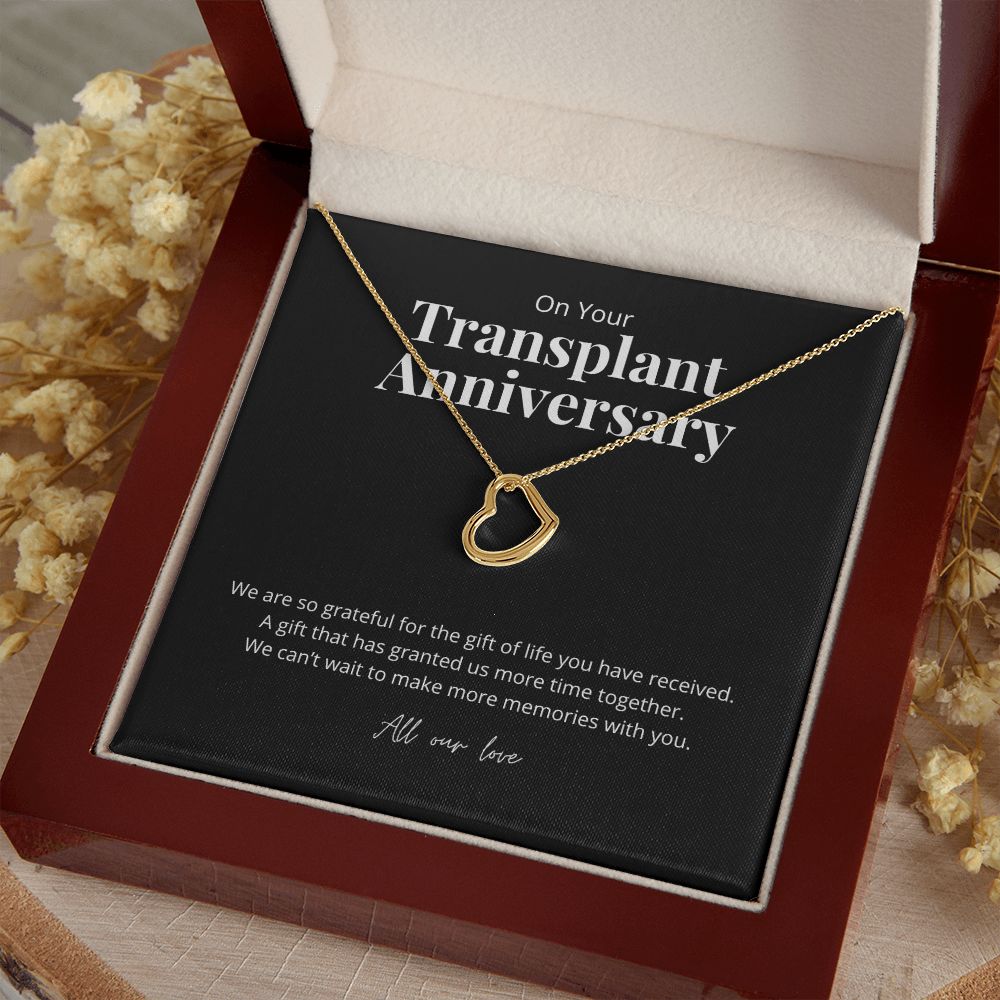 Transplant Anniversary Dainty Heart Necklace