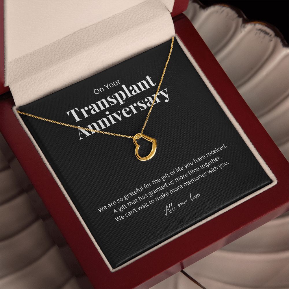 Transplant Anniversary Dainty Heart Necklace