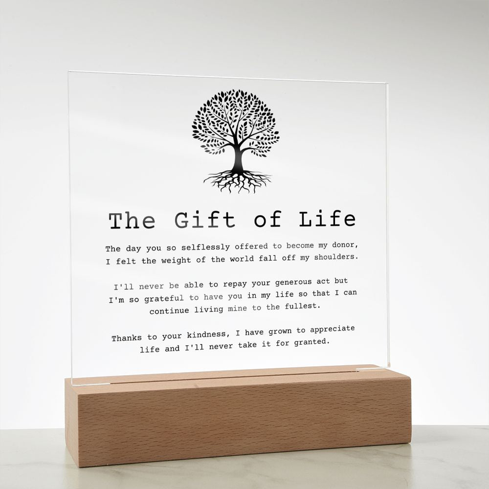 The Gift of Life — Organ Donor Acrylic Plaque
