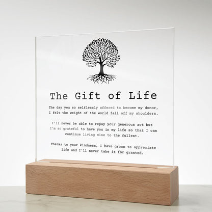 The Gift of Life — Organ Donor Acrylic Plaque
