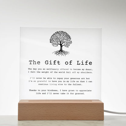 The Gift of Life — Organ Donor Acrylic Plaque