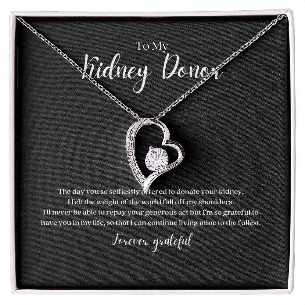 Kidney Donor Forever Grateful Heart Pendant Necklace