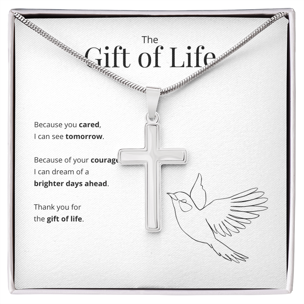 ShineOn Fulfillment Jewelry Two Toned Box Gift of Life Artisan Cross Necklace