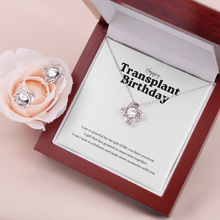 Load image into Gallery viewer, ShineOn Fulfillment Jewelry Mahogany Style Luxury Box Happy Transplant Anniversary Birthday Knot Necklace and Earring Set
