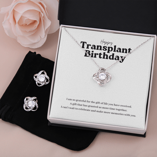 ShineOn Fulfillment Jewelry Standard Box Happy Transplant Anniversary Birthday Knot Necklace and Earring Set