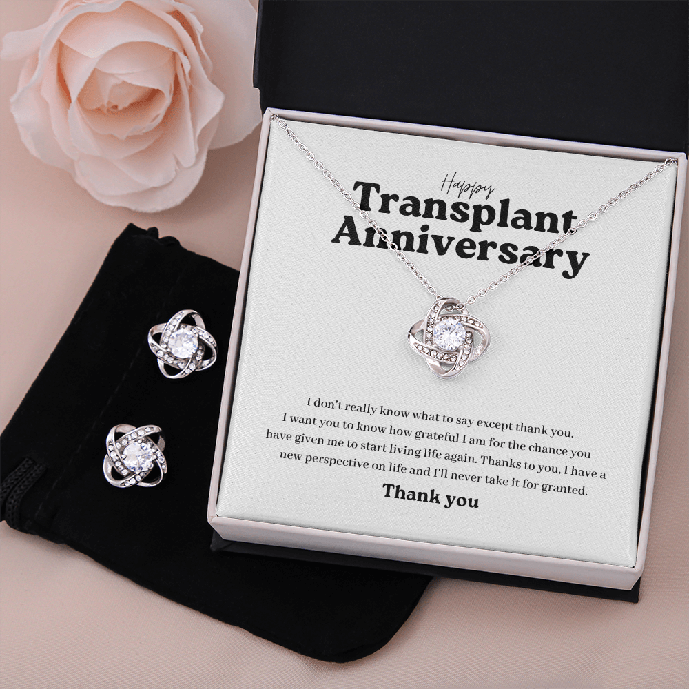 ShineOn Fulfillment Jewelry Standard Box Happy Transplant Anniversary Knot Necklace and Earring Set