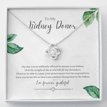 Load image into Gallery viewer, ShineOn Fulfillment Jewelry Standard Box Kidney Donor &#39;Forever Grateful&#39; Knot Necklace

