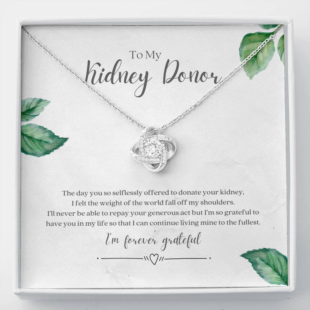 ShineOn Fulfillment Jewelry Standard Box Kidney Donor 'Forever Grateful' Knot Necklace