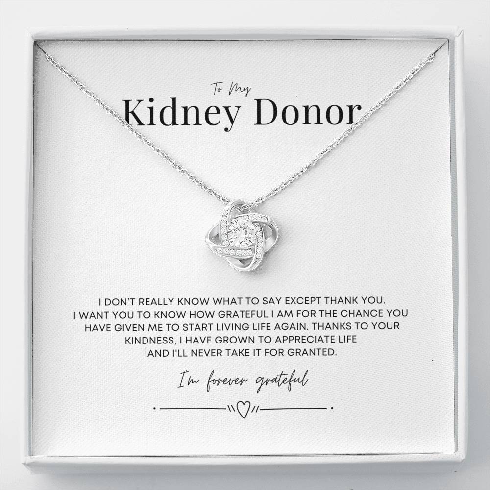 ShineOn Fulfillment Jewelry Standard Box Kidney Donor 'Forever Grateful' Knot Necklace
