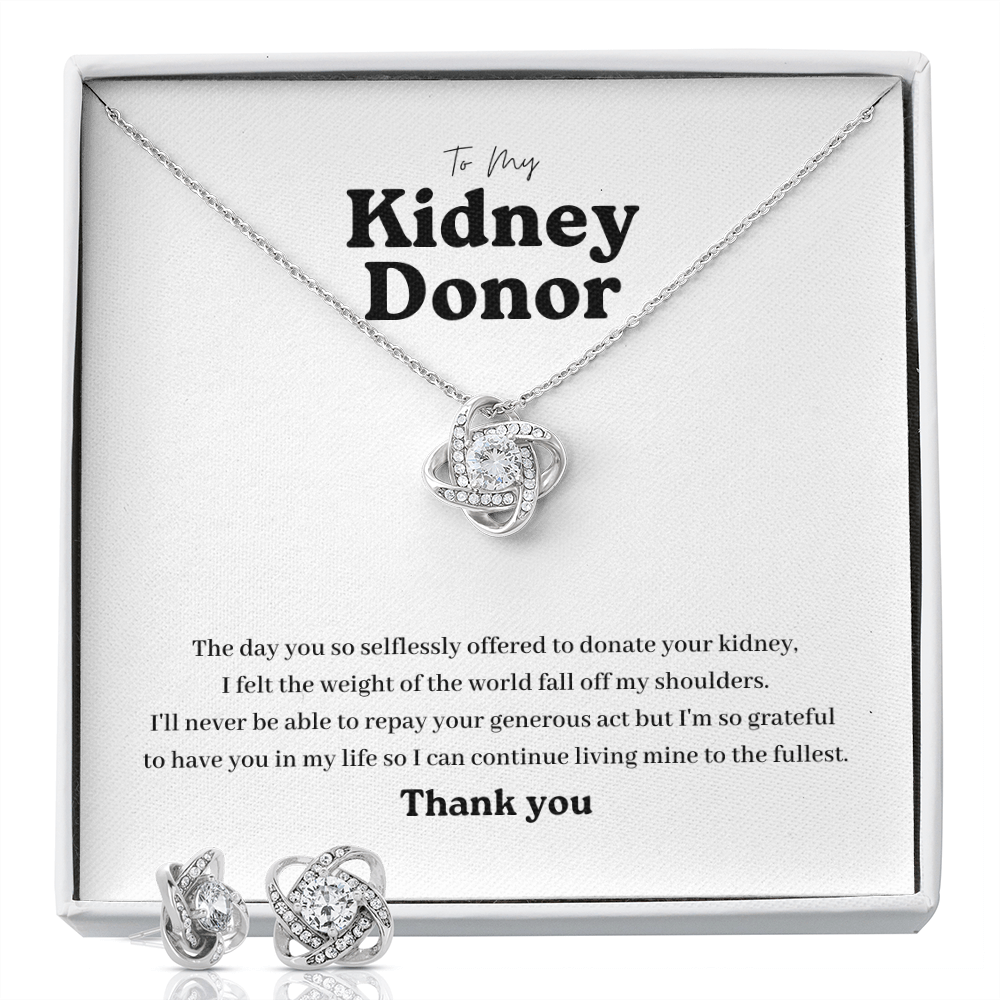 ShineOn Fulfillment Jewelry Kidney Donor Knot Necklace and Earring Set