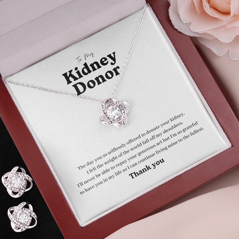 ShineOn Fulfillment Jewelry Kidney Donor Knot Necklace and Earring Set