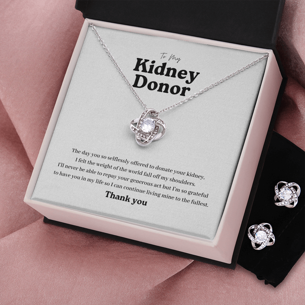 ShineOn Fulfillment Jewelry Kidney Donor Knot Necklace and Earring Set