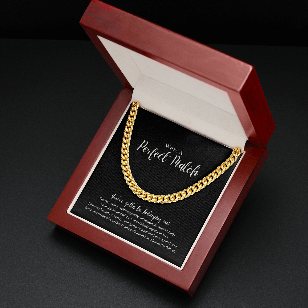 ShineOn Fulfillment Jewelry Kidney Donor Perfect Match Cuban Link Chain Necklace