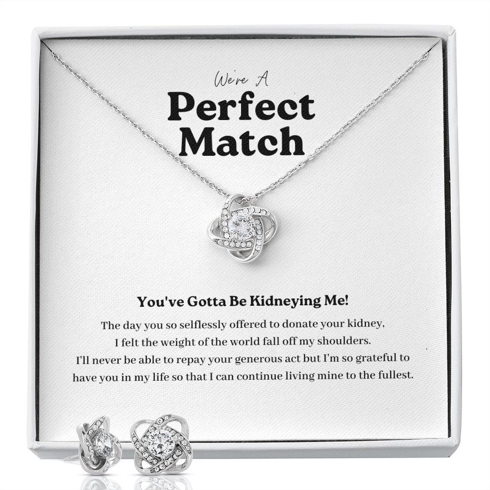 ShineOn Fulfillment Jewelry Kidney Donor Perfect Match Necklace and Earring Set