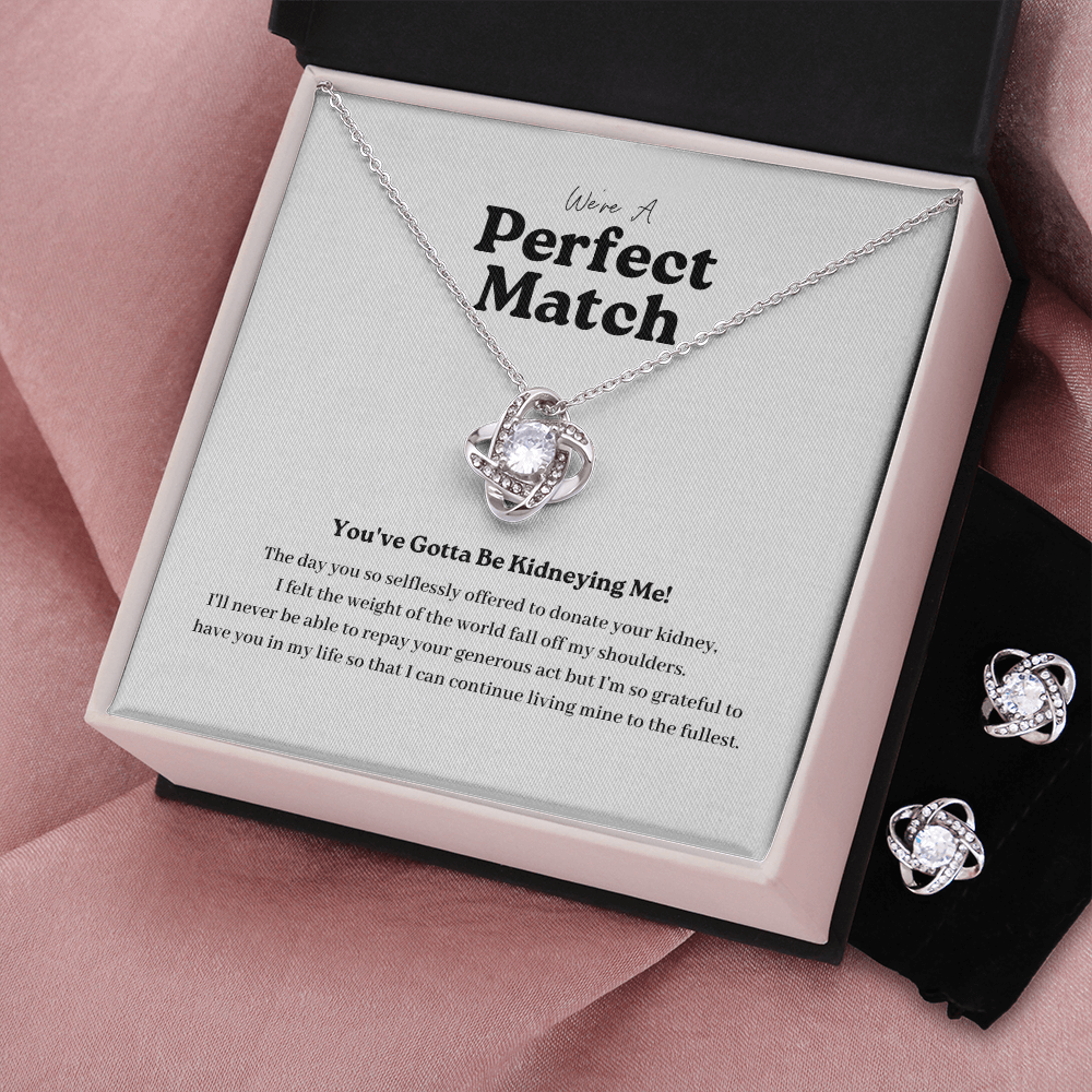 ShineOn Fulfillment Jewelry Kidney Donor Perfect Match Necklace and Earring Set