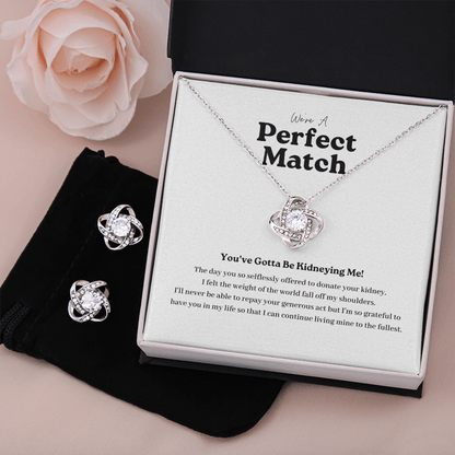 ShineOn Fulfillment Jewelry Standard Box Kidney Donor Perfect Match Necklace and Earring Set