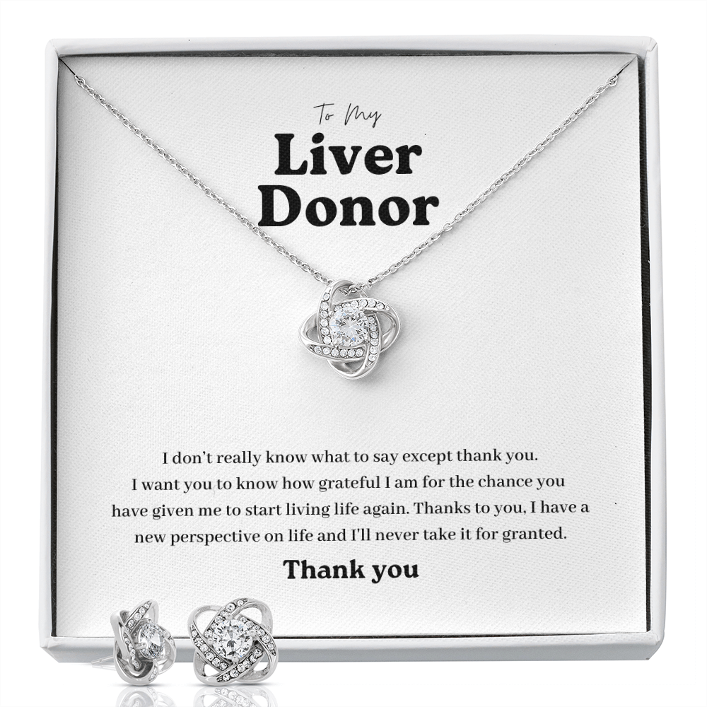 ShineOn Fulfillment Jewelry Liver Donor Knot Necklace and Earring Set