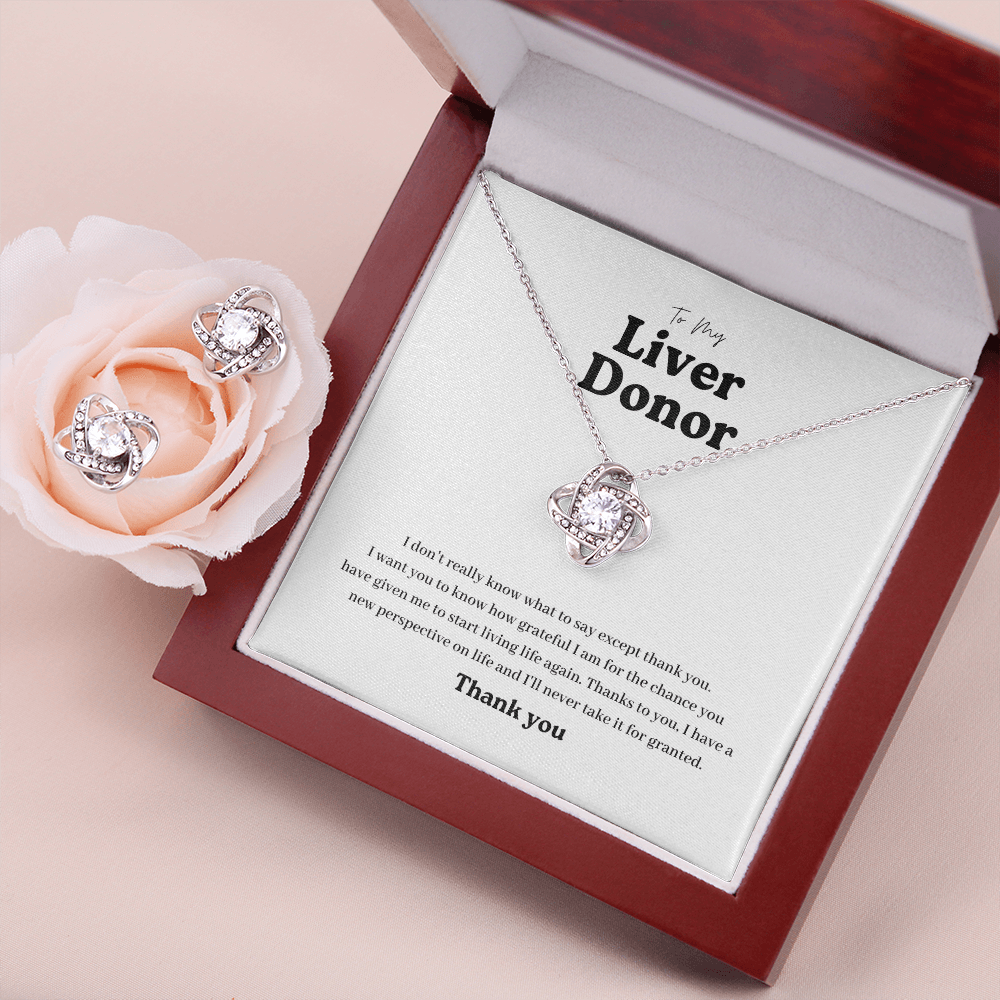 ShineOn Fulfillment Jewelry Mahogany Style Luxury Box Liver Donor Knot Necklace and Earring Set
