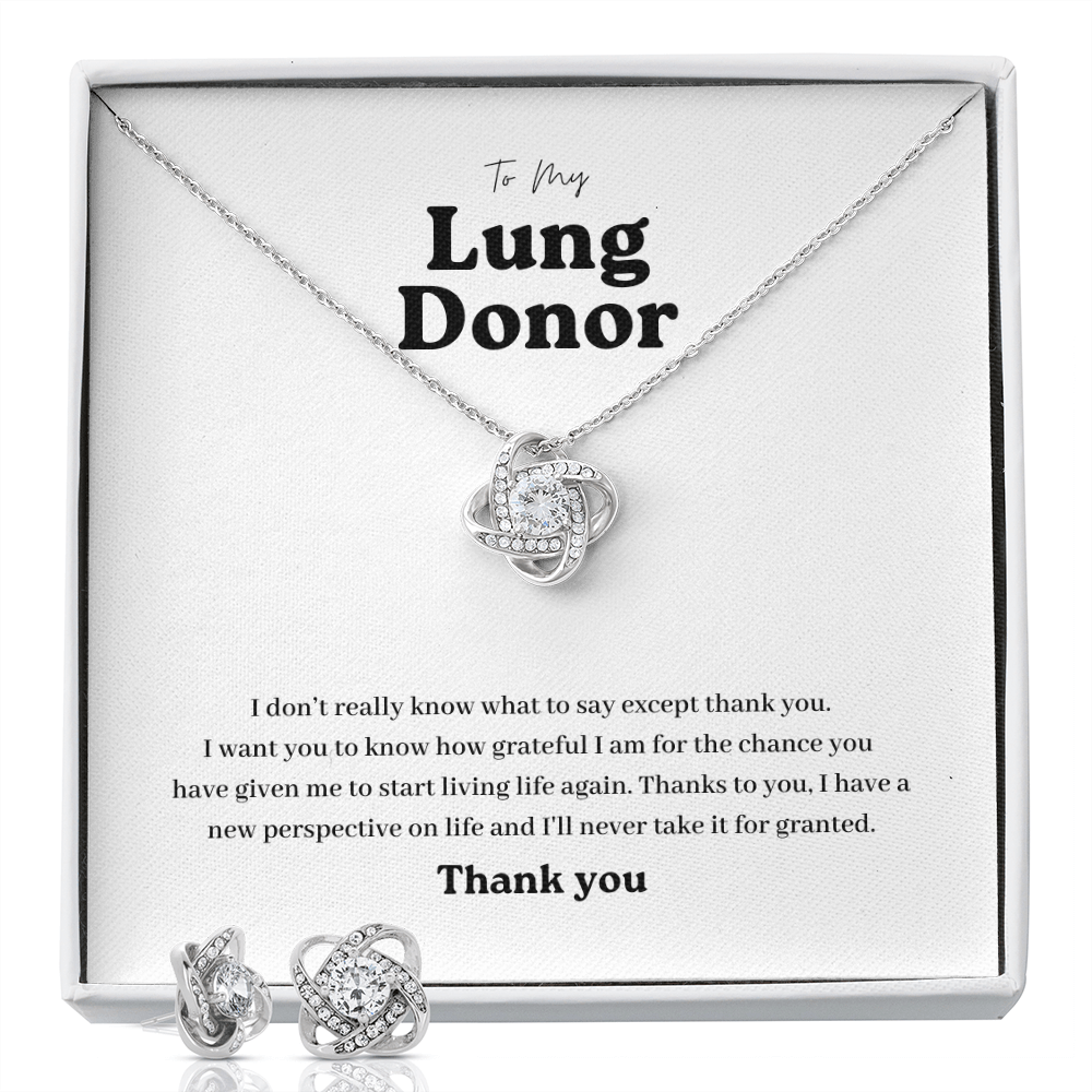 ShineOn Fulfillment Jewelry Lung Donor Knot Necklace and Earring Set
