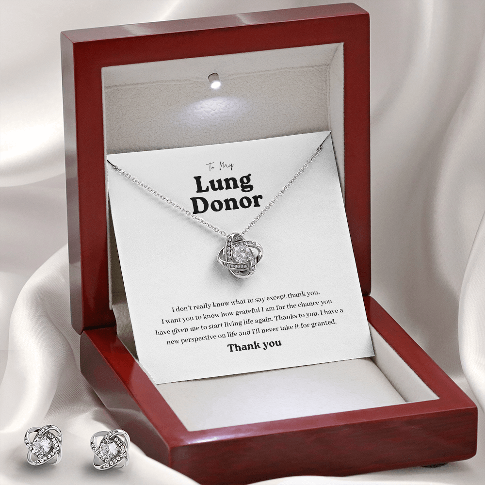 ShineOn Fulfillment Jewelry Lung Donor Knot Necklace and Earring Set
