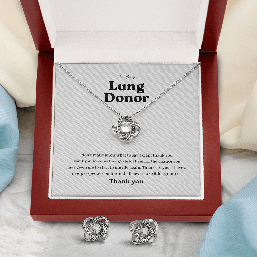 ShineOn Fulfillment Jewelry Lung Donor Knot Necklace and Earring Set